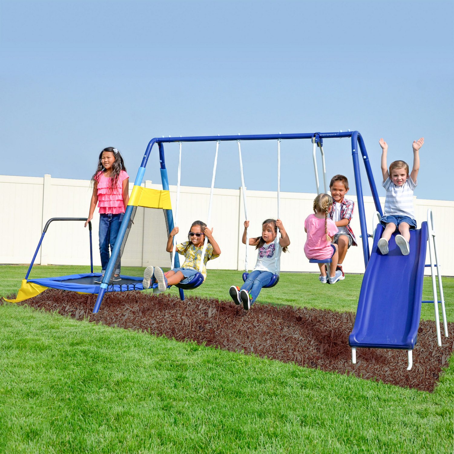 Sportspower Almansor Metal Swing, Slide and Trampoline Set - view number 2
