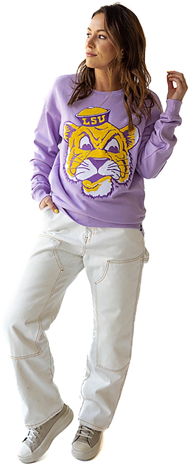 Gameday Social Women's LSU Mascot Chenille Comfort Crew Sweatshirt - view number 2