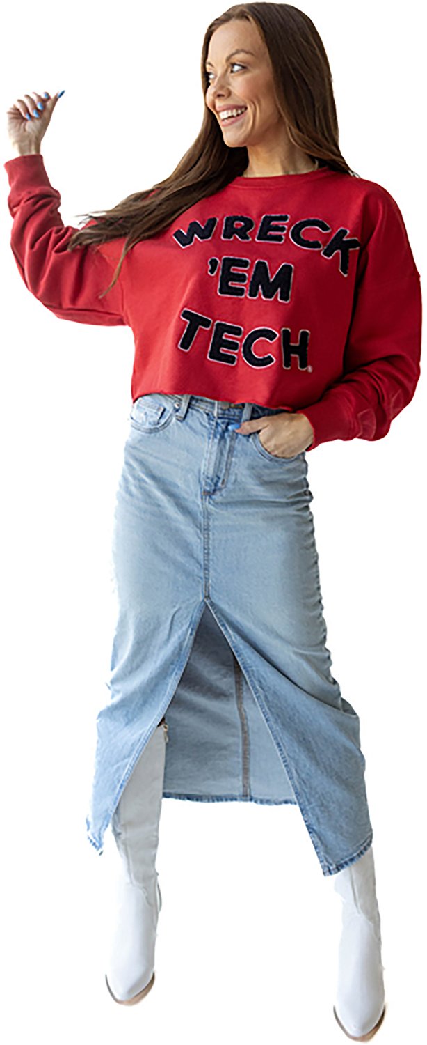 Gameday Social Women's Texas Tech Red Raiders Perkins Chenille Slogan Cropped Long Sleeve Crew T-shirt - view number 2