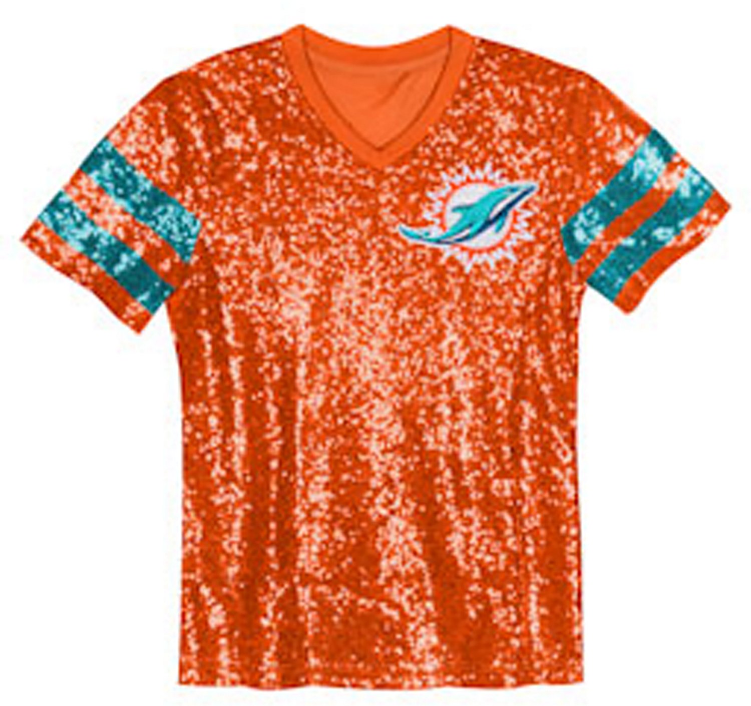Outerstuff Women's Miami Dolphins Glam Striped Sequin Top - view number 2