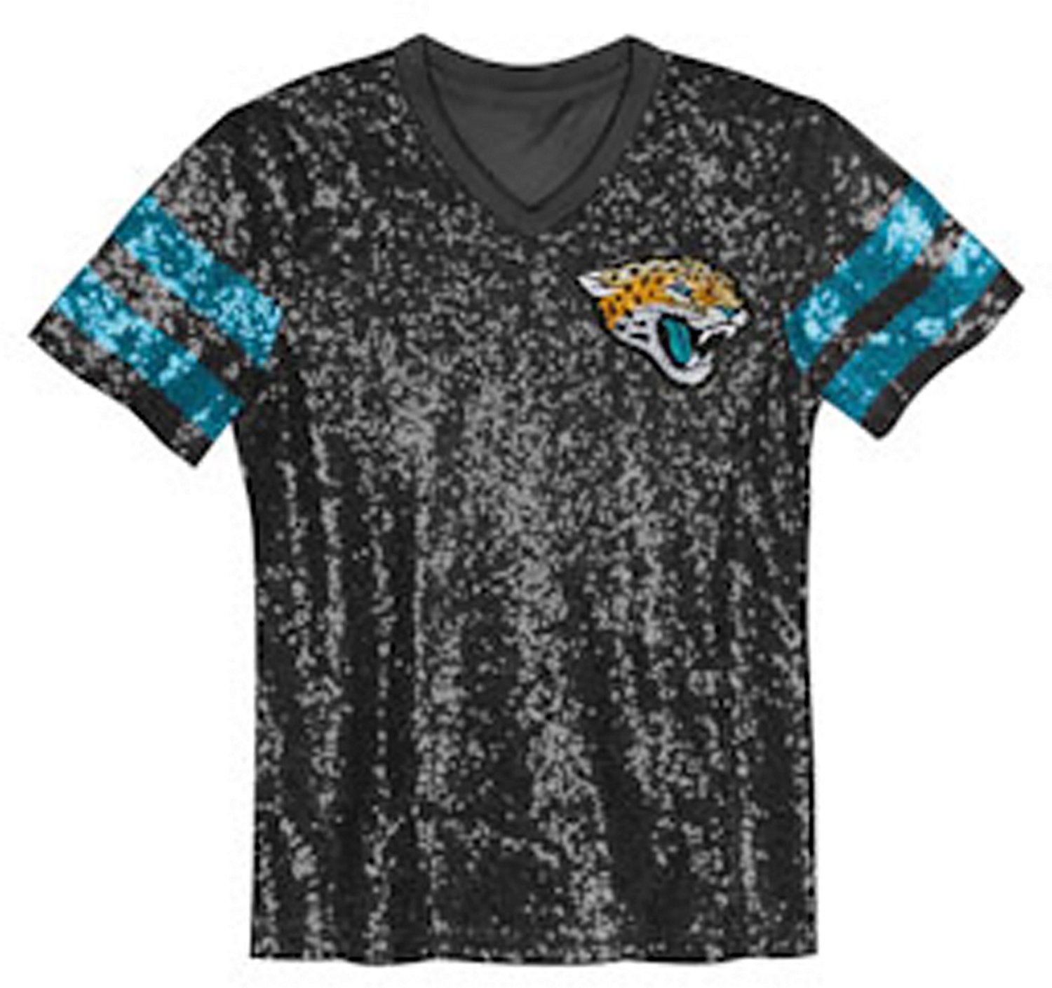 Outerstuff Women's Jacksonville Jaguars Glam Striped Sequin Top - view number 2