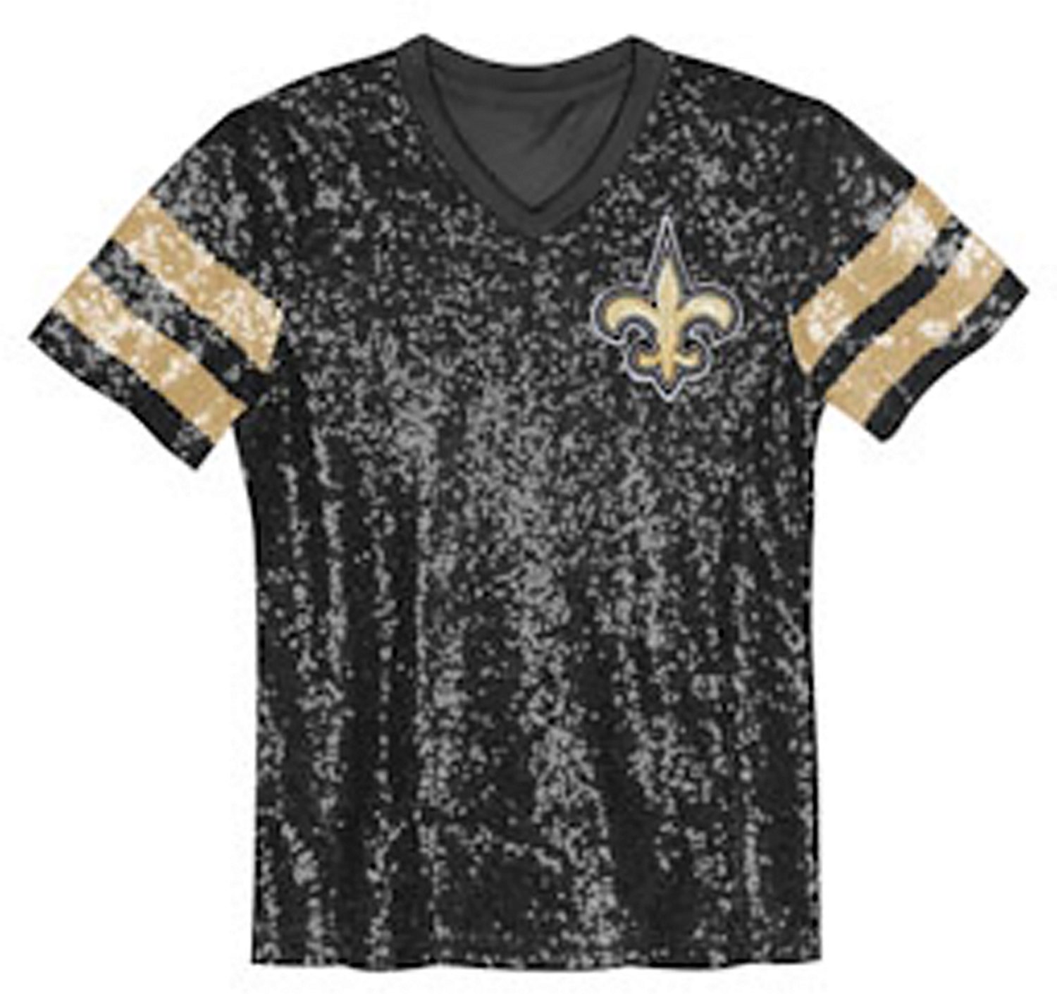 Outerstuff Women's New Orleans Saints Glam Striped Sequin Top - view number 2