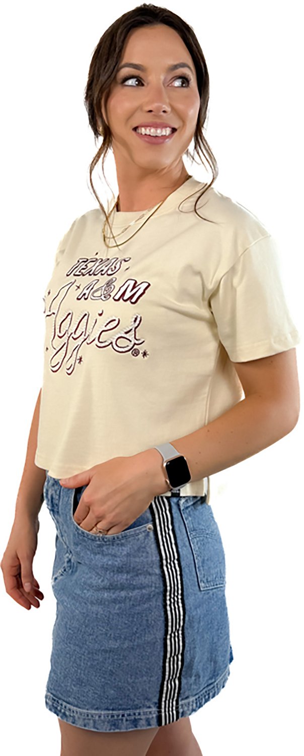Gameday Social Women's Texas A&M Aggies Lasso Luxe Heavyweight Crop Short Sleeve T-shirt