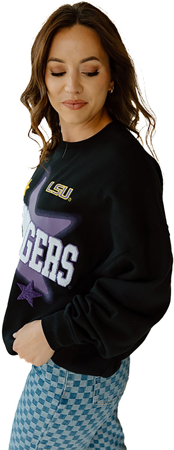 Gameday Social Women's LSU Tigers Aura Stars Oversized Fleece Crew Sweatshirt - view number 3