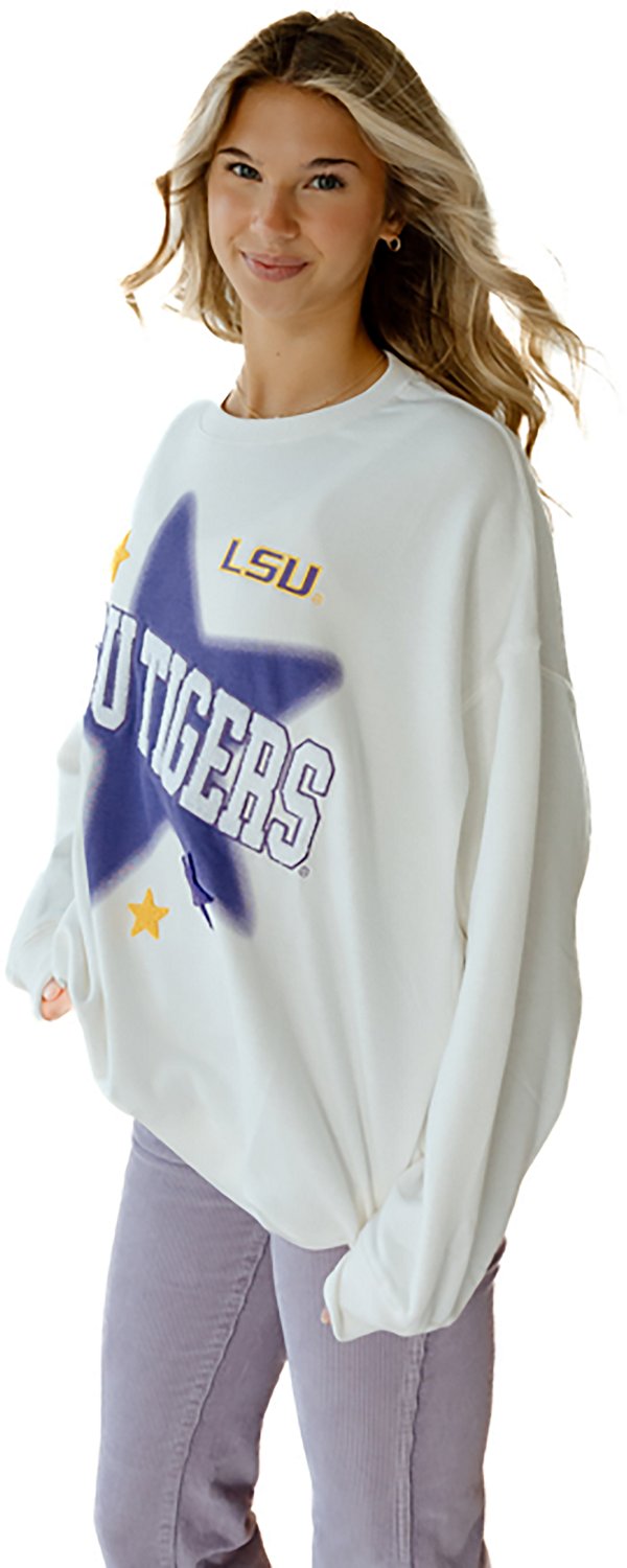 Gameday Social Women's LSU Tigers Aura Stars Oversized Fleece Crew Sweatshirt - view number 3