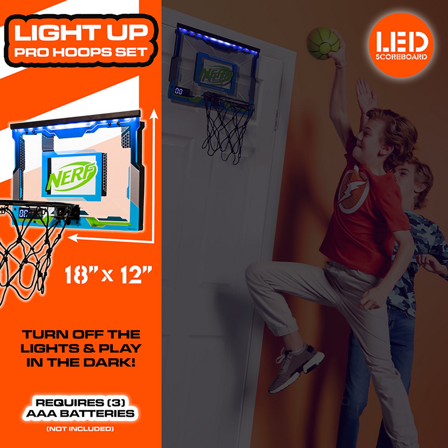 NERF LED Over-the-Door Mini Basketball Hoop                                                                                      - view number 8