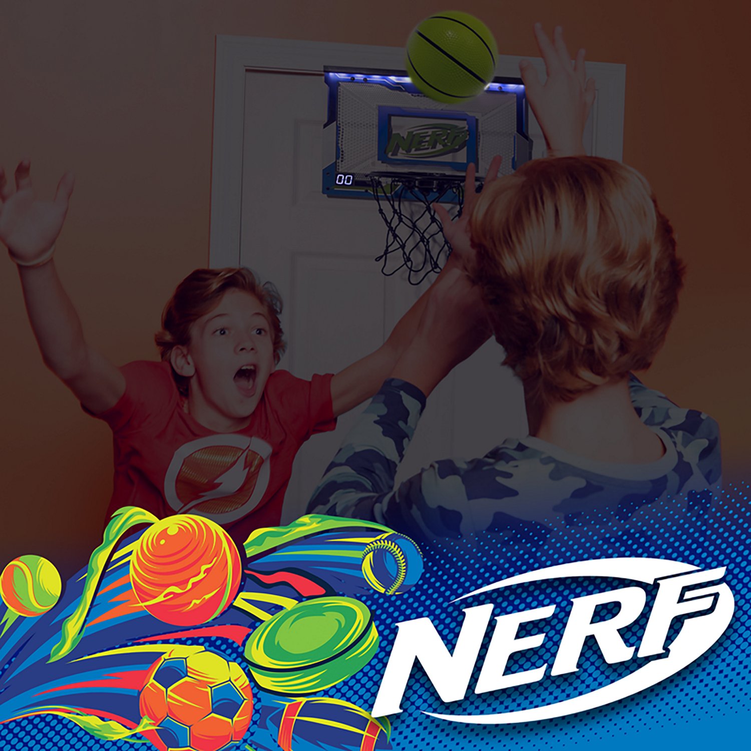 NERF LED Over-the-Door Mini Basketball Hoop