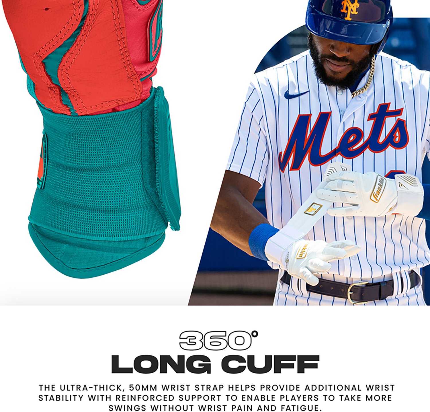 Franklin Adult MLB Infinite Series Power Strap Batting Gloves                                                                    - view number 5