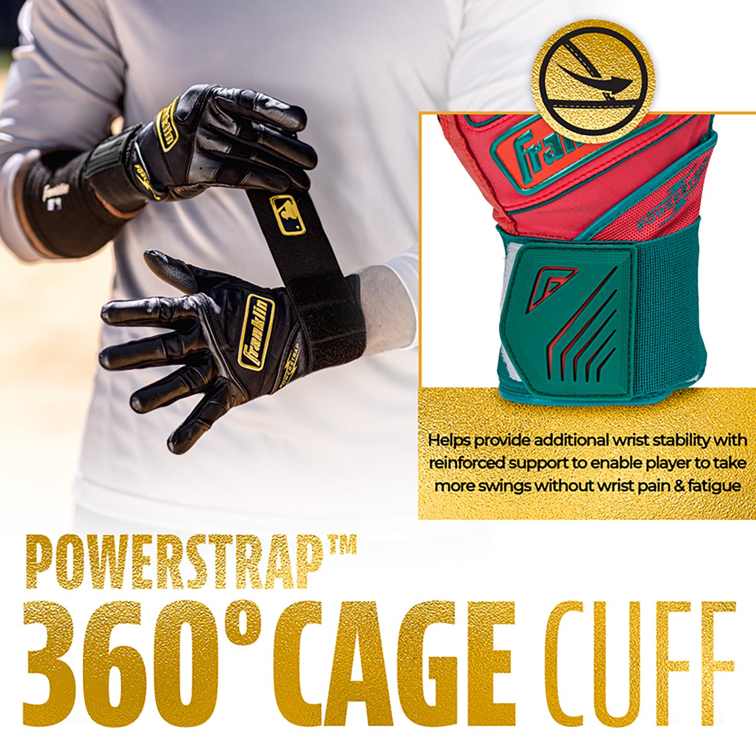 Franklin Sports Youth MLB Infinite Powerstrap Batting Gloves                                                                     - view number 4