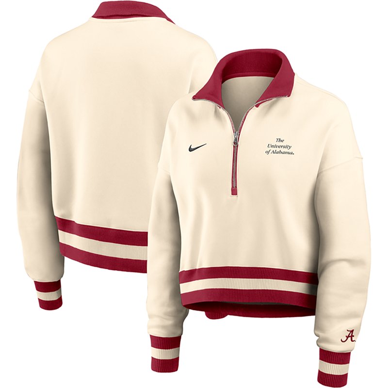 Nike Women's Alabama Crimson Tide Legacy Fleece Crop 1/4 Zip Jacket