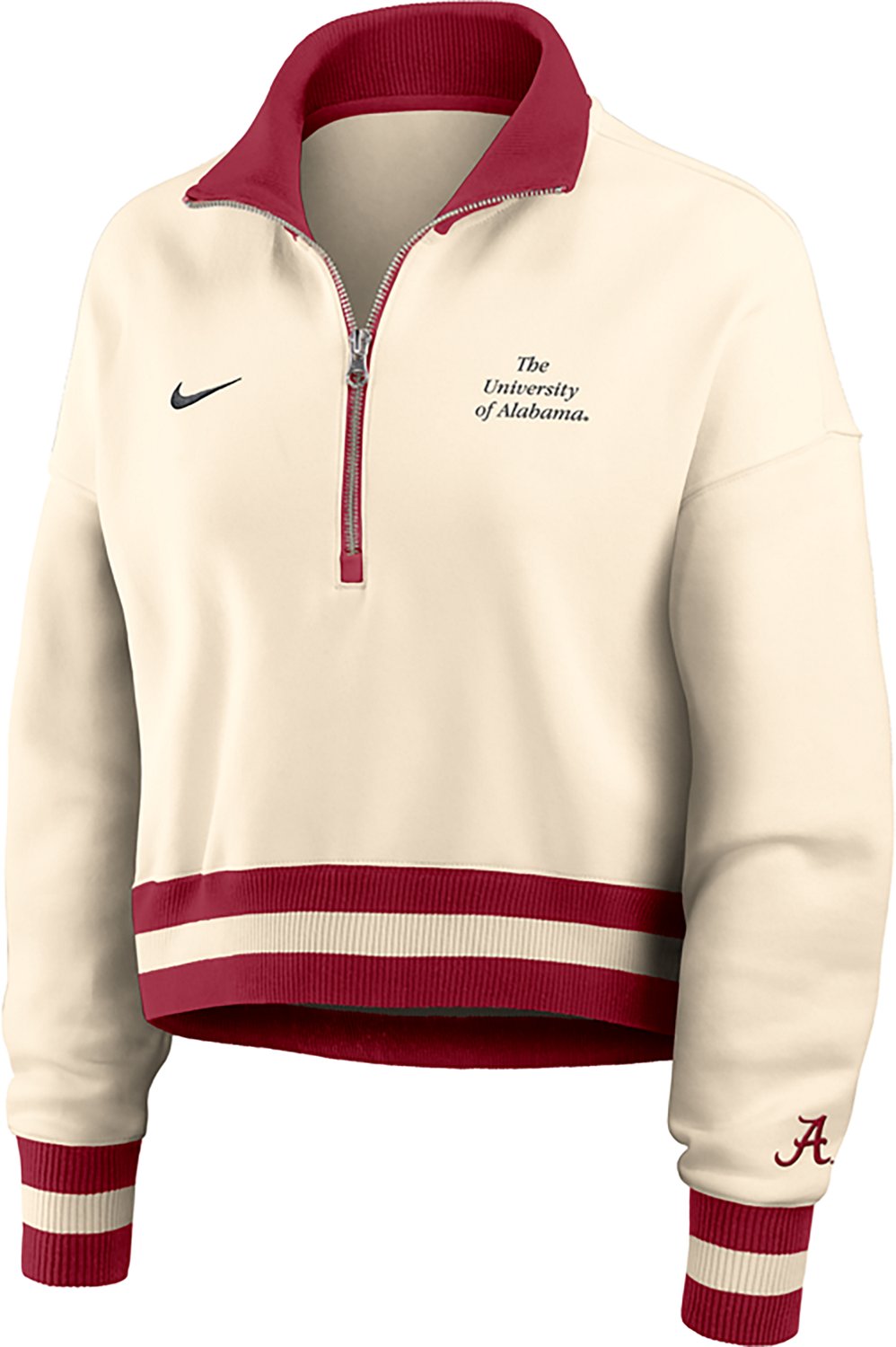 Nike Women's Alabama Crimson Tide Legacy Fleece Crop 1/4 Zip Jacket - view number 2