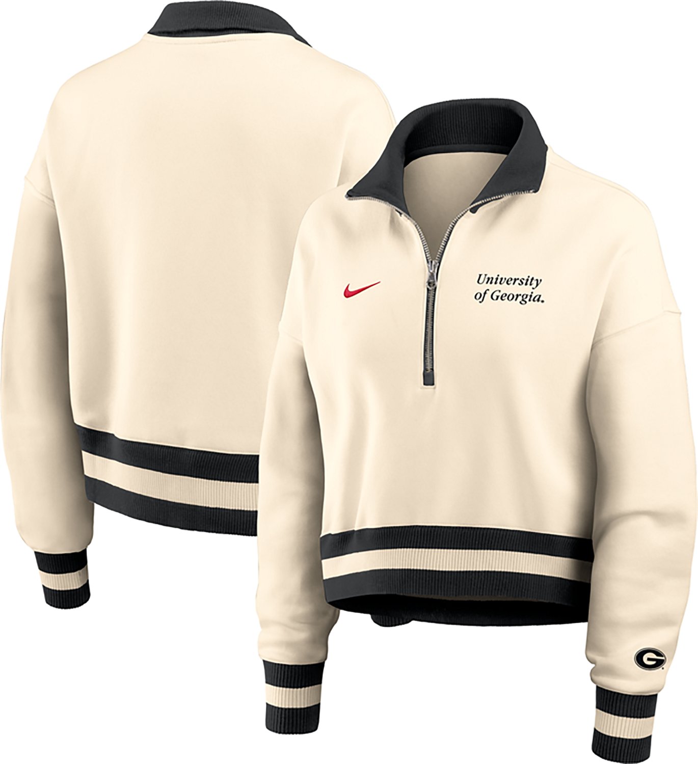 Nike Women's Georgia Bulldogs Legacy Fleece Crop 1/4 Zip Jacket - view number 4