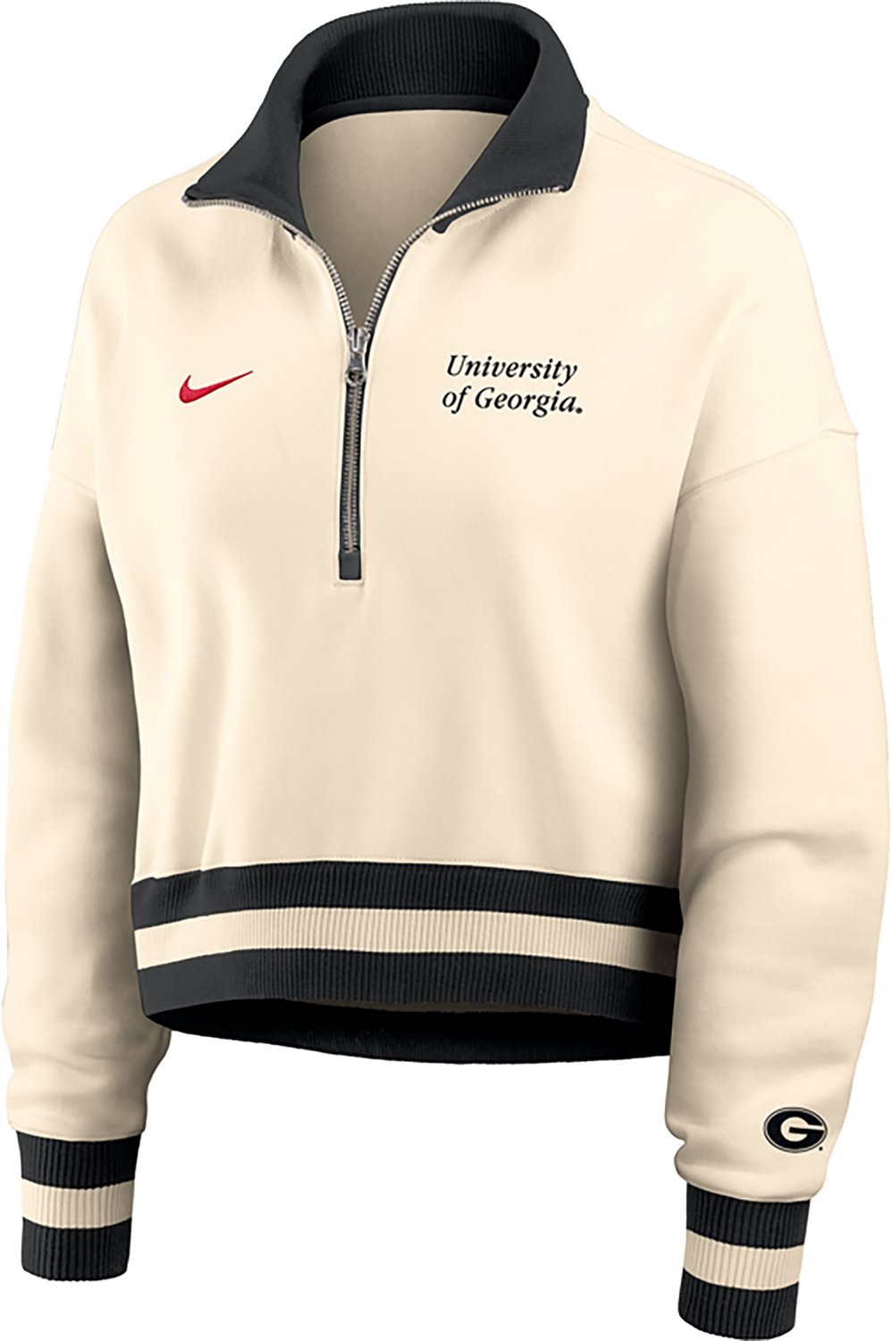 Nike Women's Georgia Bulldogs Legacy Fleece Crop 1/4 Zip Jacket - view number 5