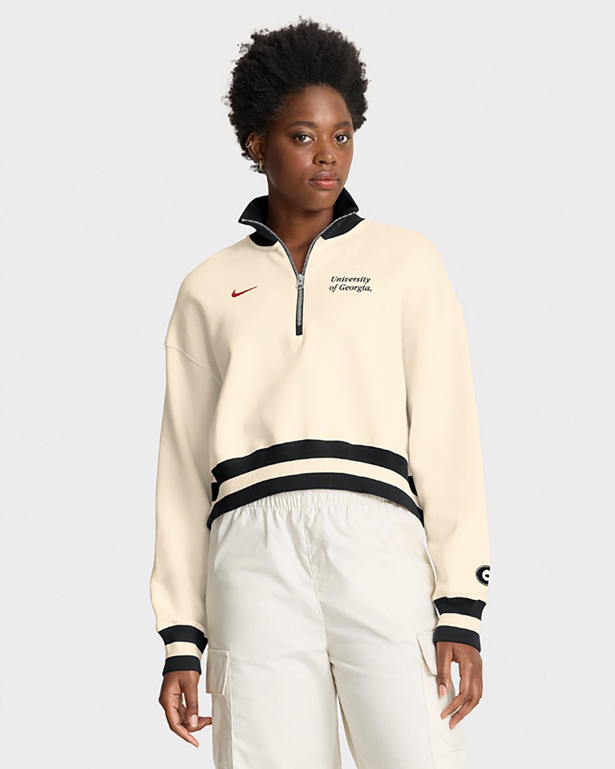 Nike Women's Georgia Bulldogs Legacy Fleece Crop 1/4 Zip Jacket - view number 2
