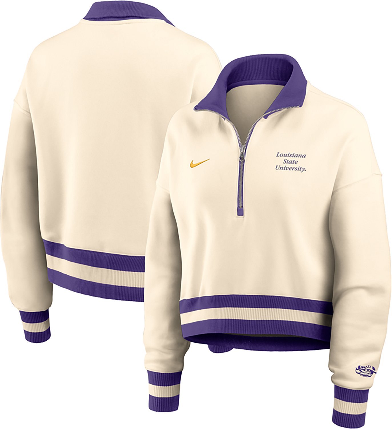 Nike Women's LSU Tigers Legacy Fleece Crop 1/4 Zip Jacket - view number 1