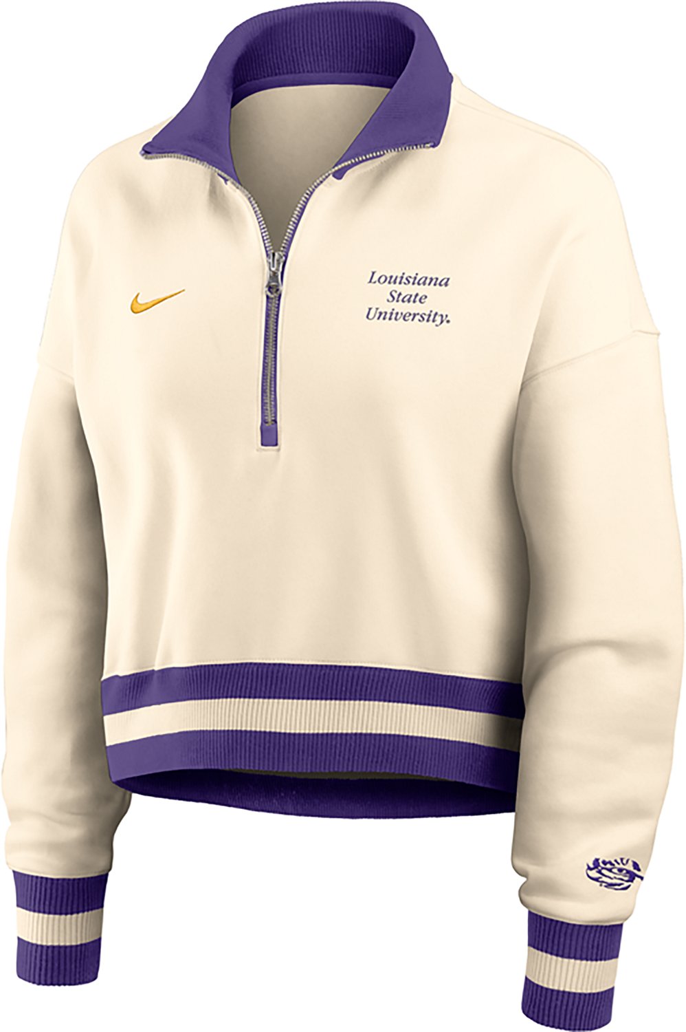 Nike Women's LSU Tigers Legacy Fleece Crop 1/4 Zip Jacket - view number 2