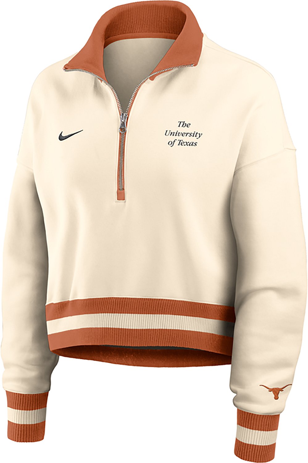 Nike Women's Texas Longhorns Legacy Fleece Crop 1/4 Zip Jacket - view number 2