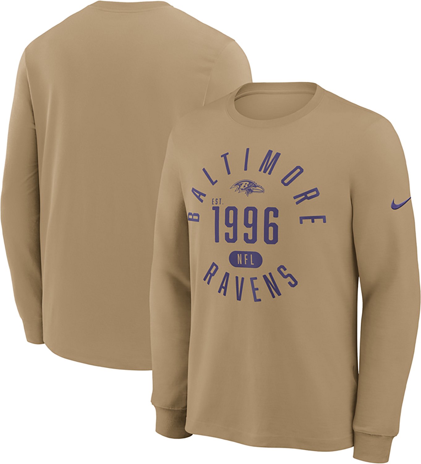 Nike Men's Ravens Rewind Slub Long Sleeve T-shirt - view number 1