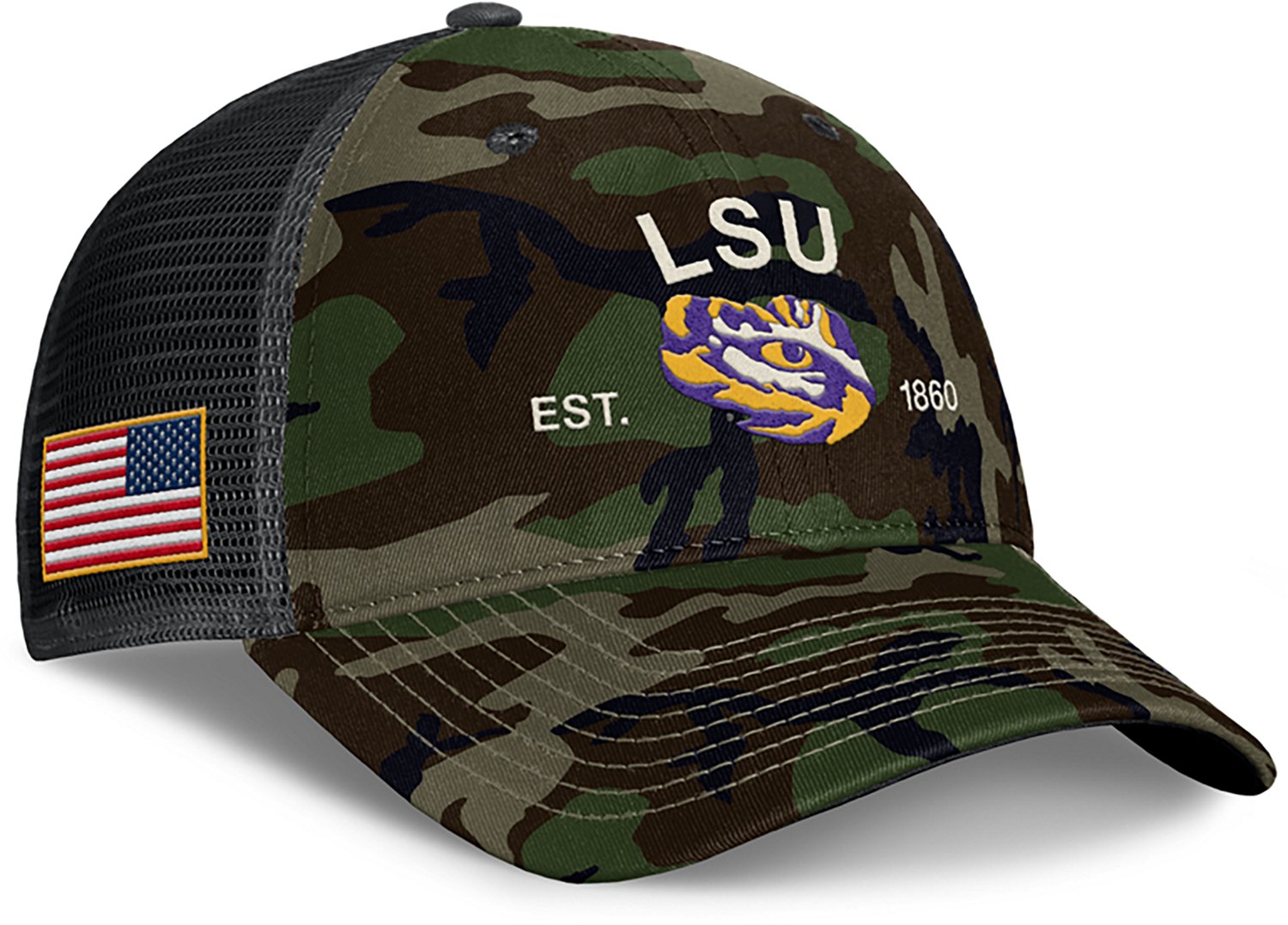 Nike Men's LSU Military Appreciation Rise Structured Trucker Cap - view number 3