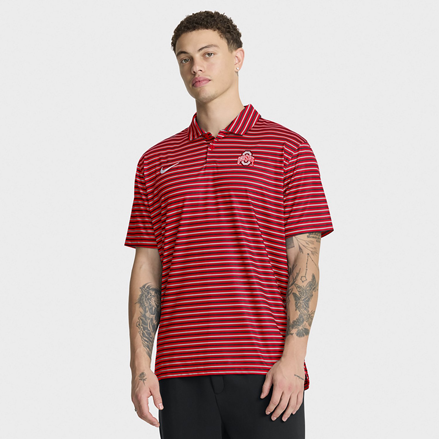 Nike Men's Ohio State University Dri-FIT Stripe Tour Polo Shirt - view number 2