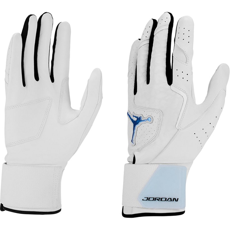 Jordan Adult Legend Long Cuff Batting Gloves, Men's, Medium, White/White/University Blue