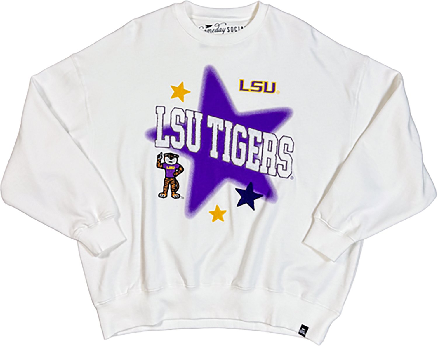 Gameday Social Women's LSU Tigers Aura Stars Oversized Fleece Crew Sweatshirt - view number 4