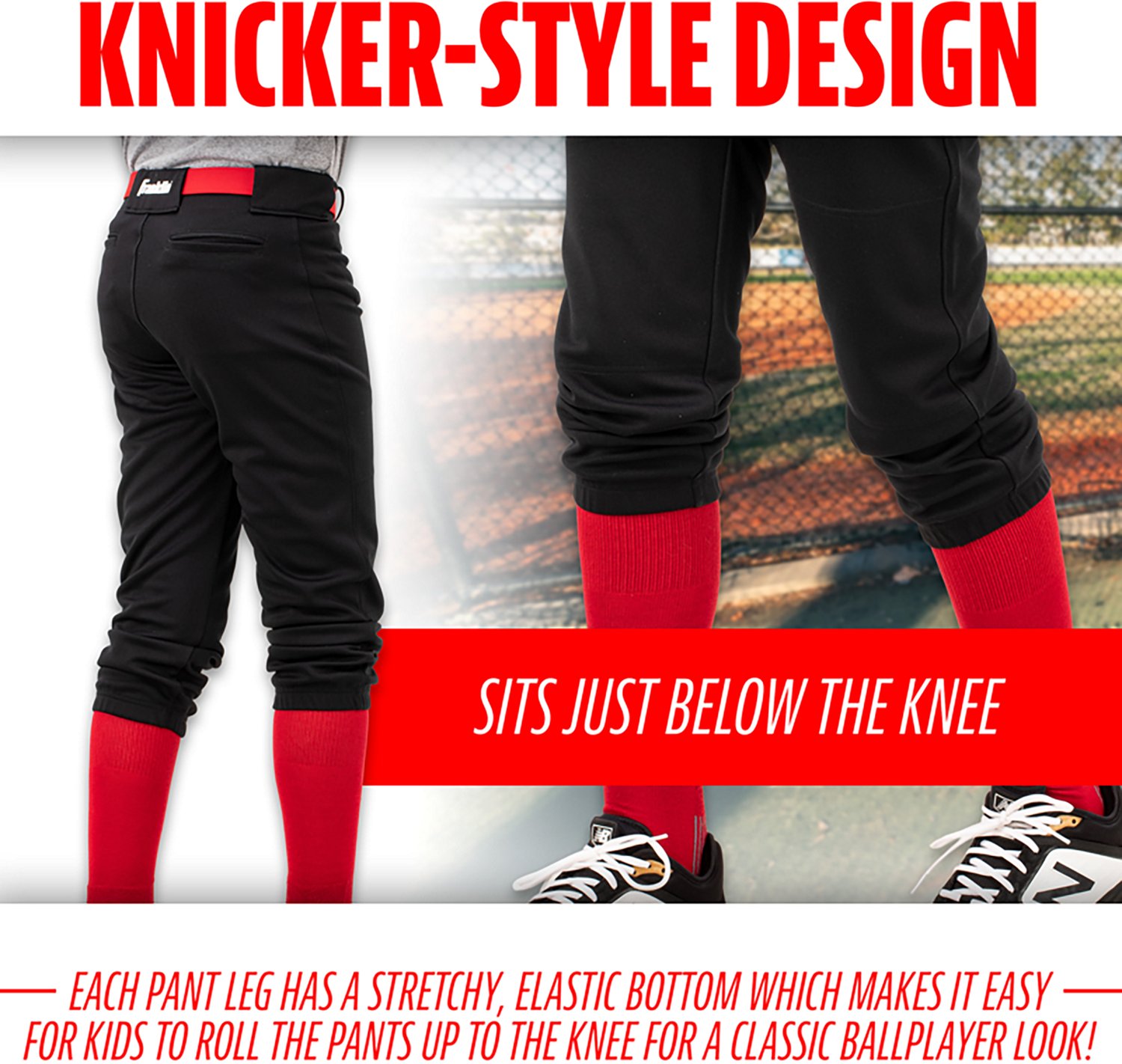 Franklin Sports Kids’ Classic Fit Knee High Baseball + Softball Pants - view number 2
