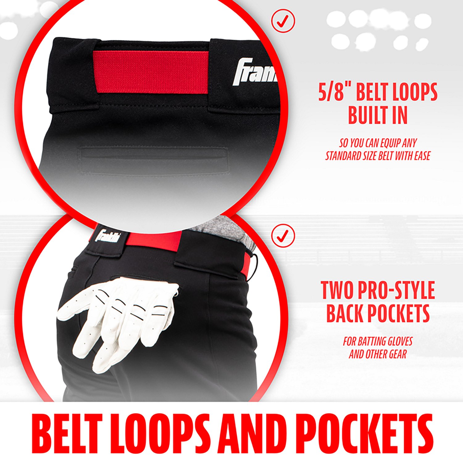 Franklin Sports Kids’ Classic Fit Knee High Baseball + Softball Pants - view number 5