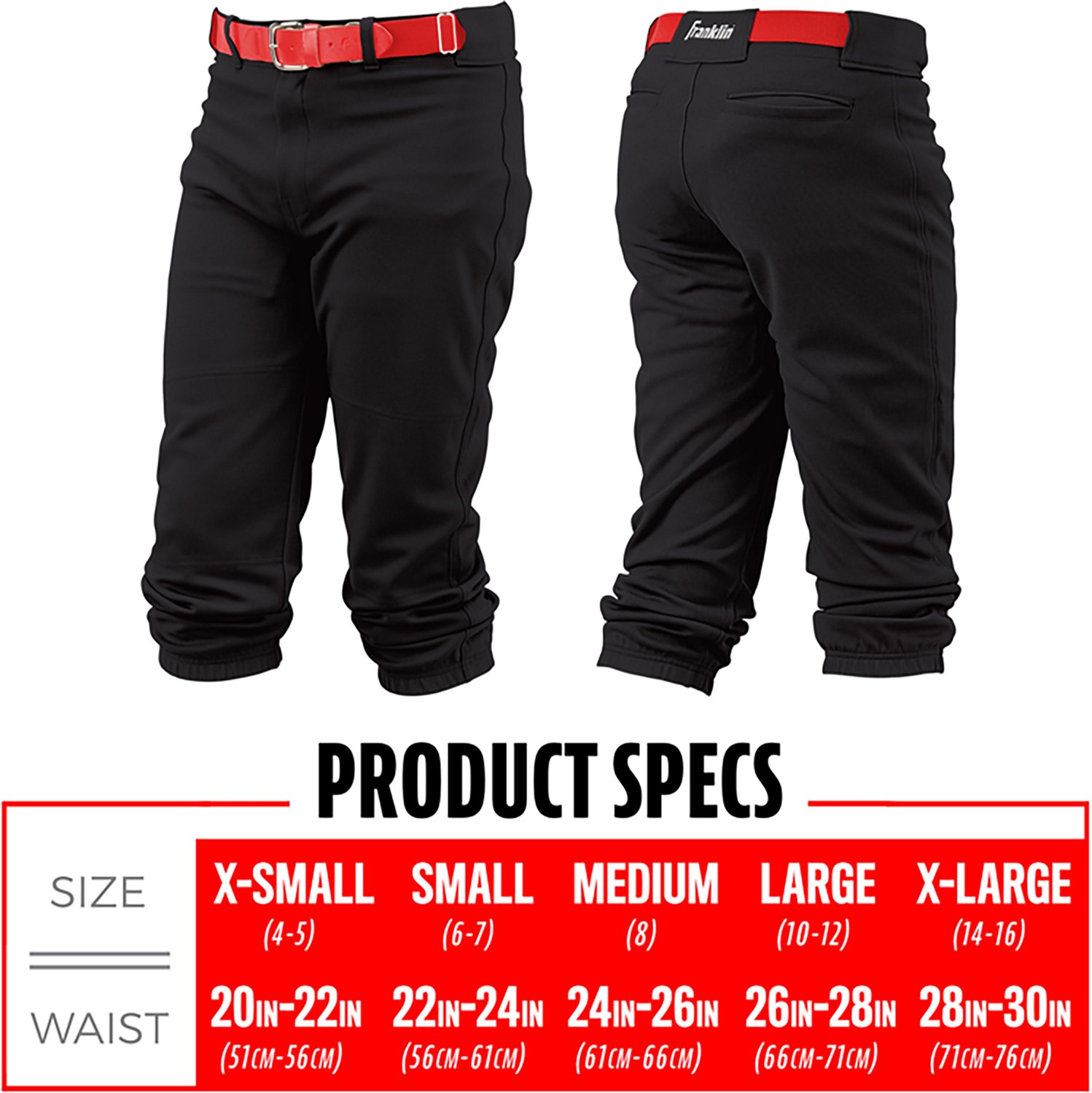 Franklin Sports Kids’ Classic Fit Knee High Baseball + Softball Pants - view number 8