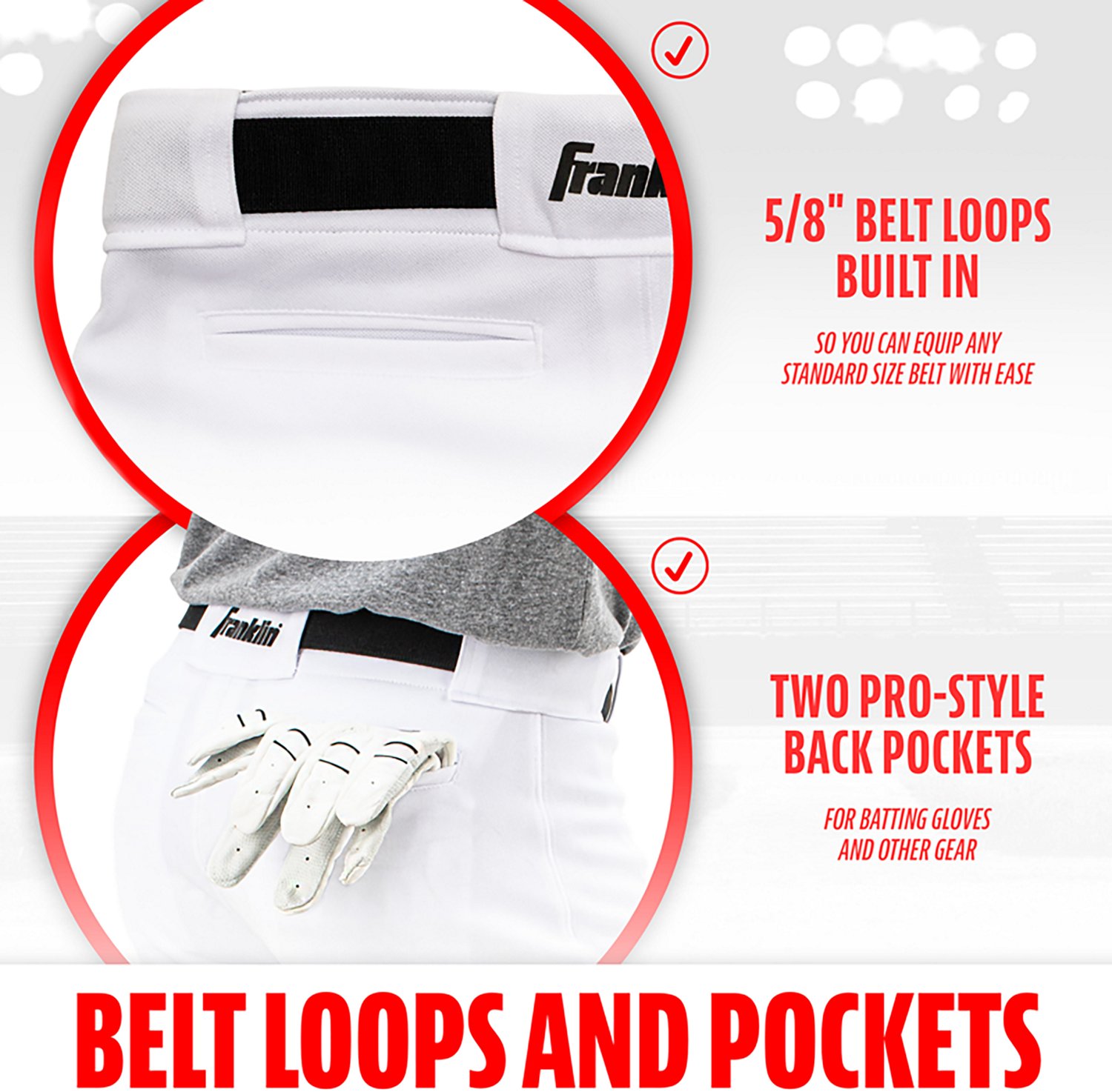 Franklin Sports Kids’ Classic Fit Knee High Baseball + Softball Pants - view number 7