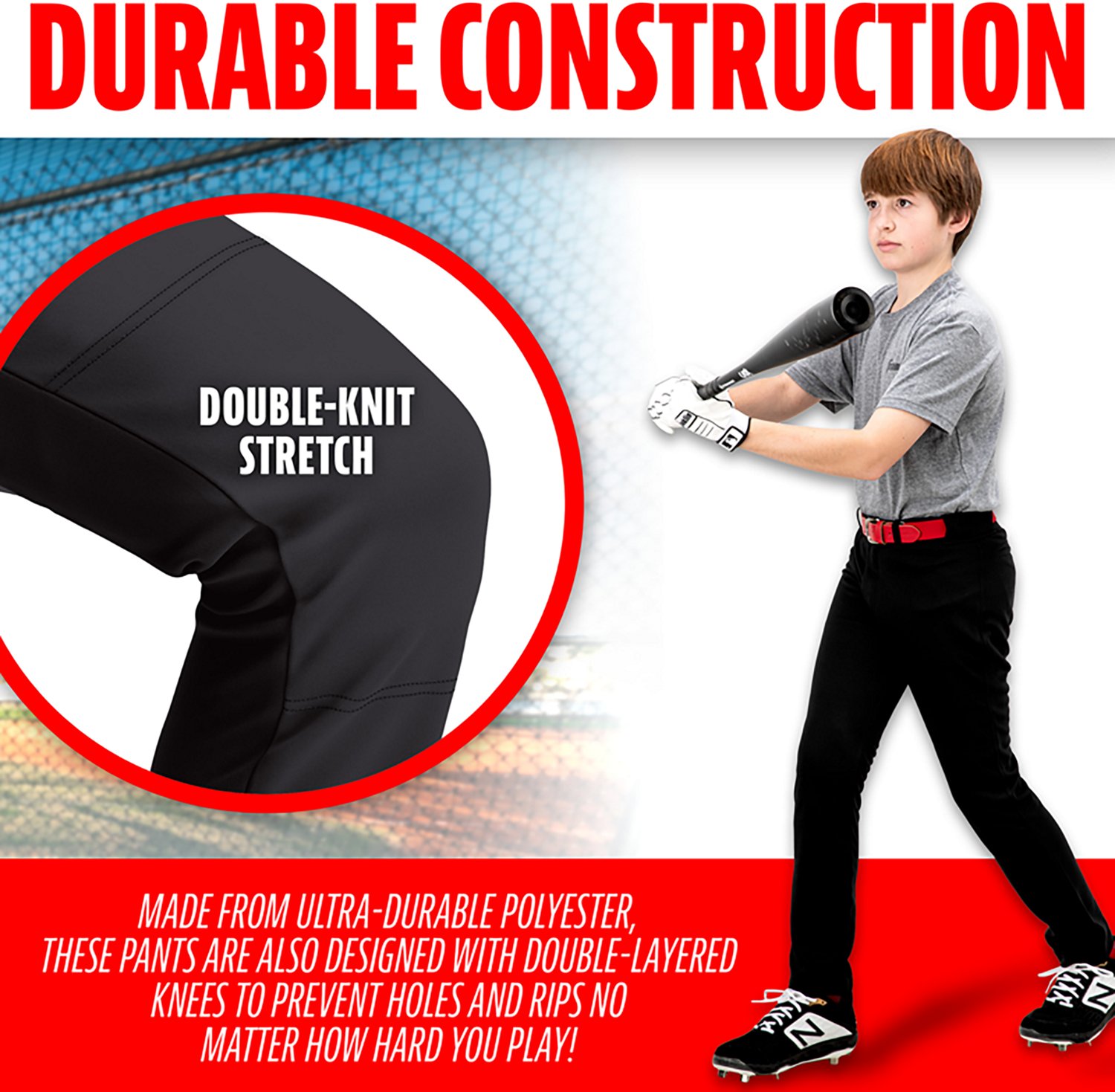 Franklin Sports Kids’ Relaxed Style Baseball + Softball Pants - view number 6