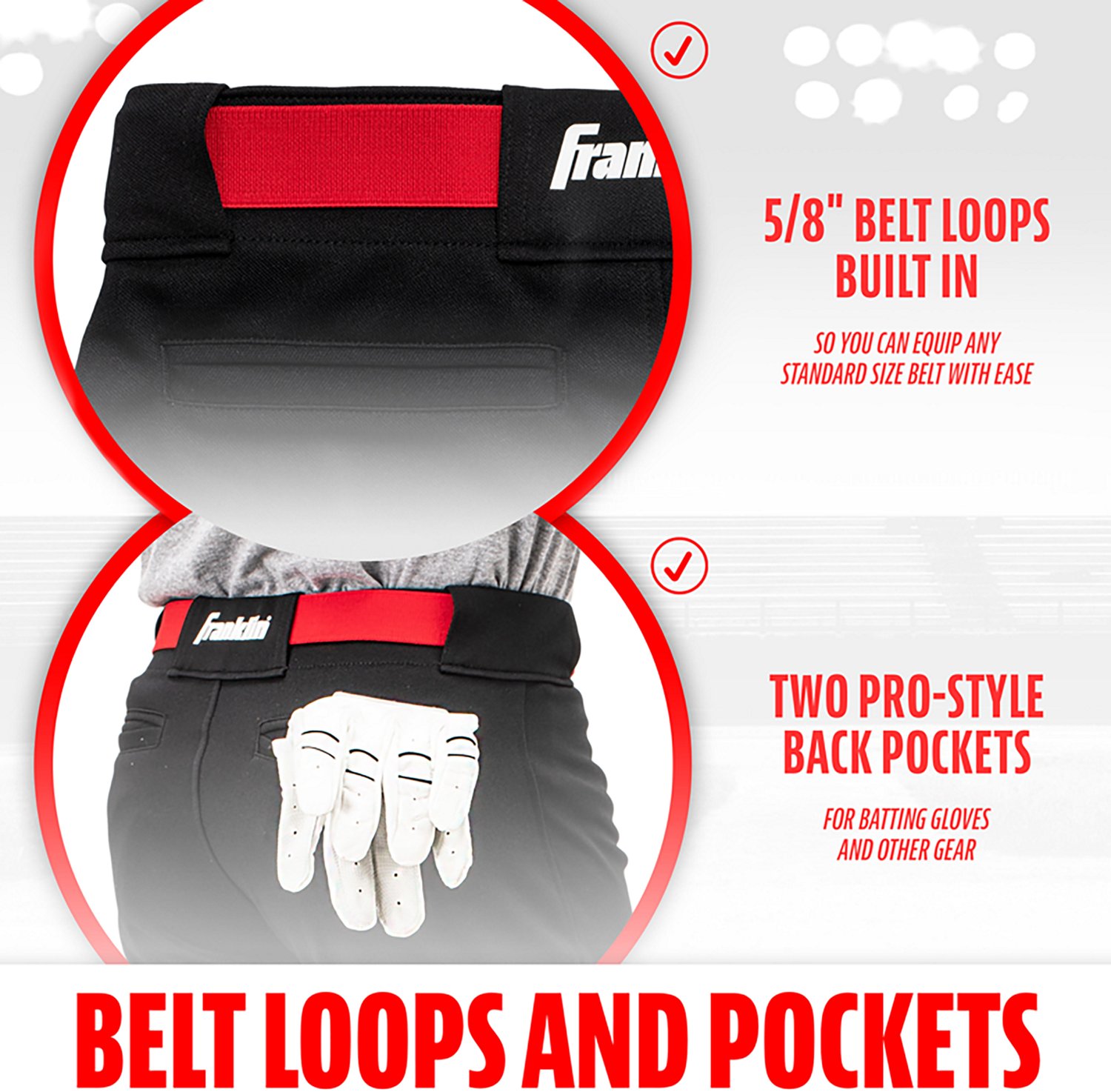 Franklin Sports Kids’ Relaxed Style Baseball + Softball Pants - view number 7