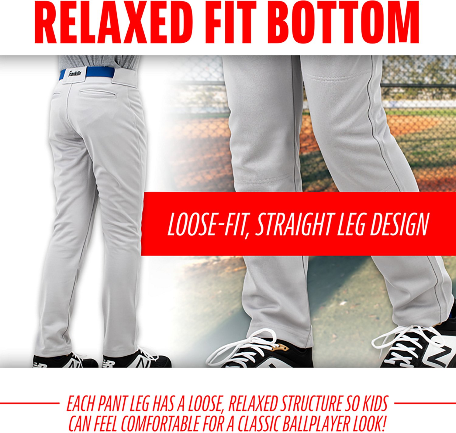 Franklin Sports Kids’ Relaxed Style Baseball + Softball Pants - view number 2