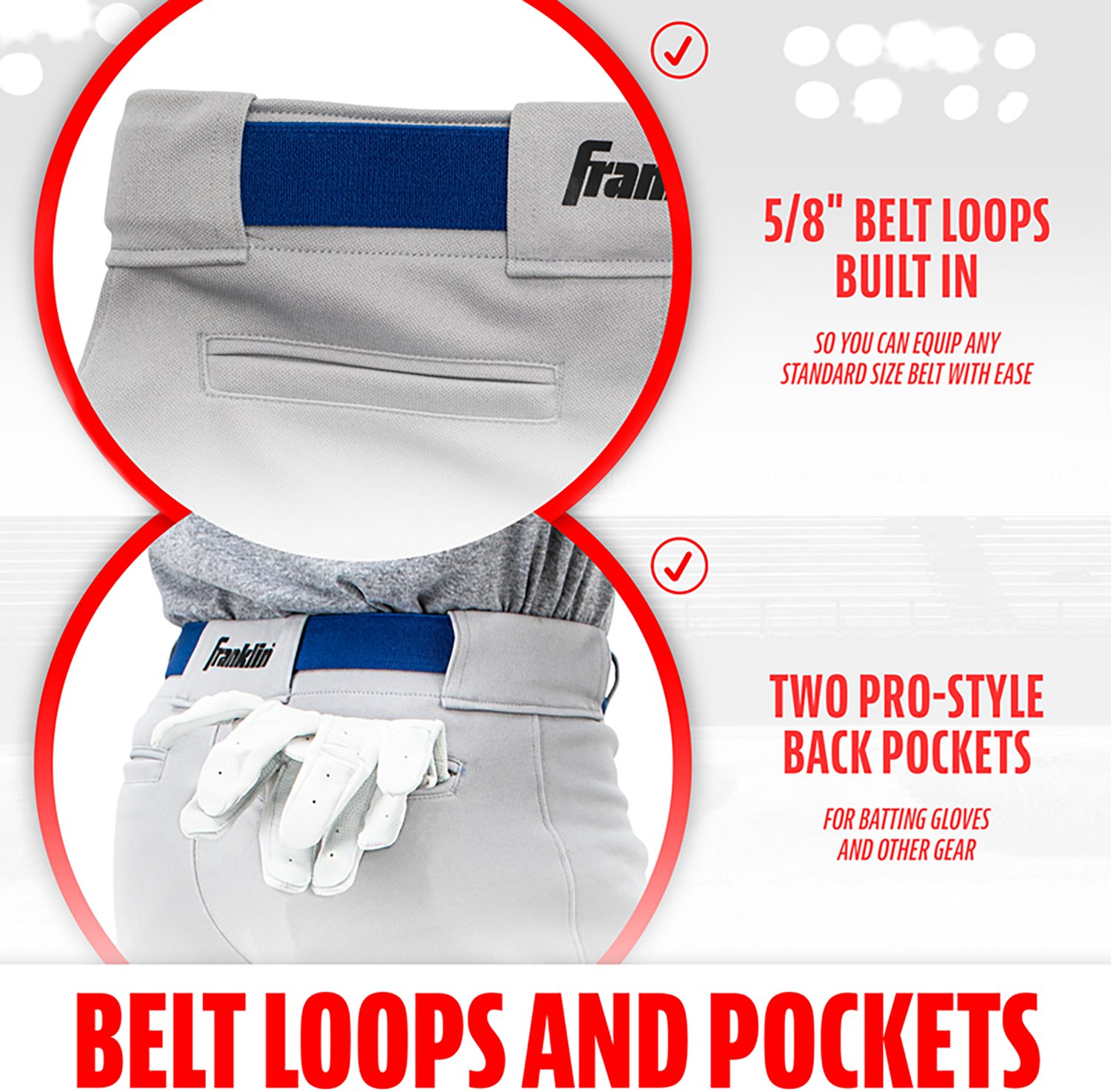 Franklin Sports Kids’ Relaxed Style Baseball + Softball Pants - view number 5