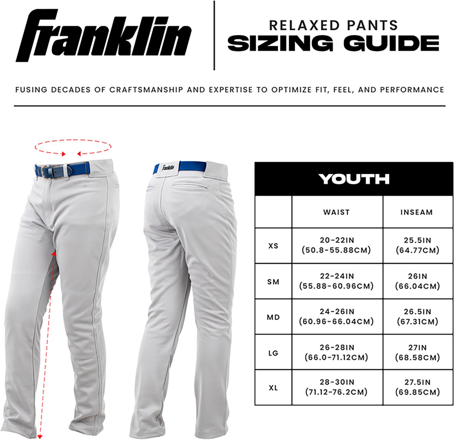 Franklin Sports Kids’ Relaxed Style Baseball + Softball Pants - view number 8