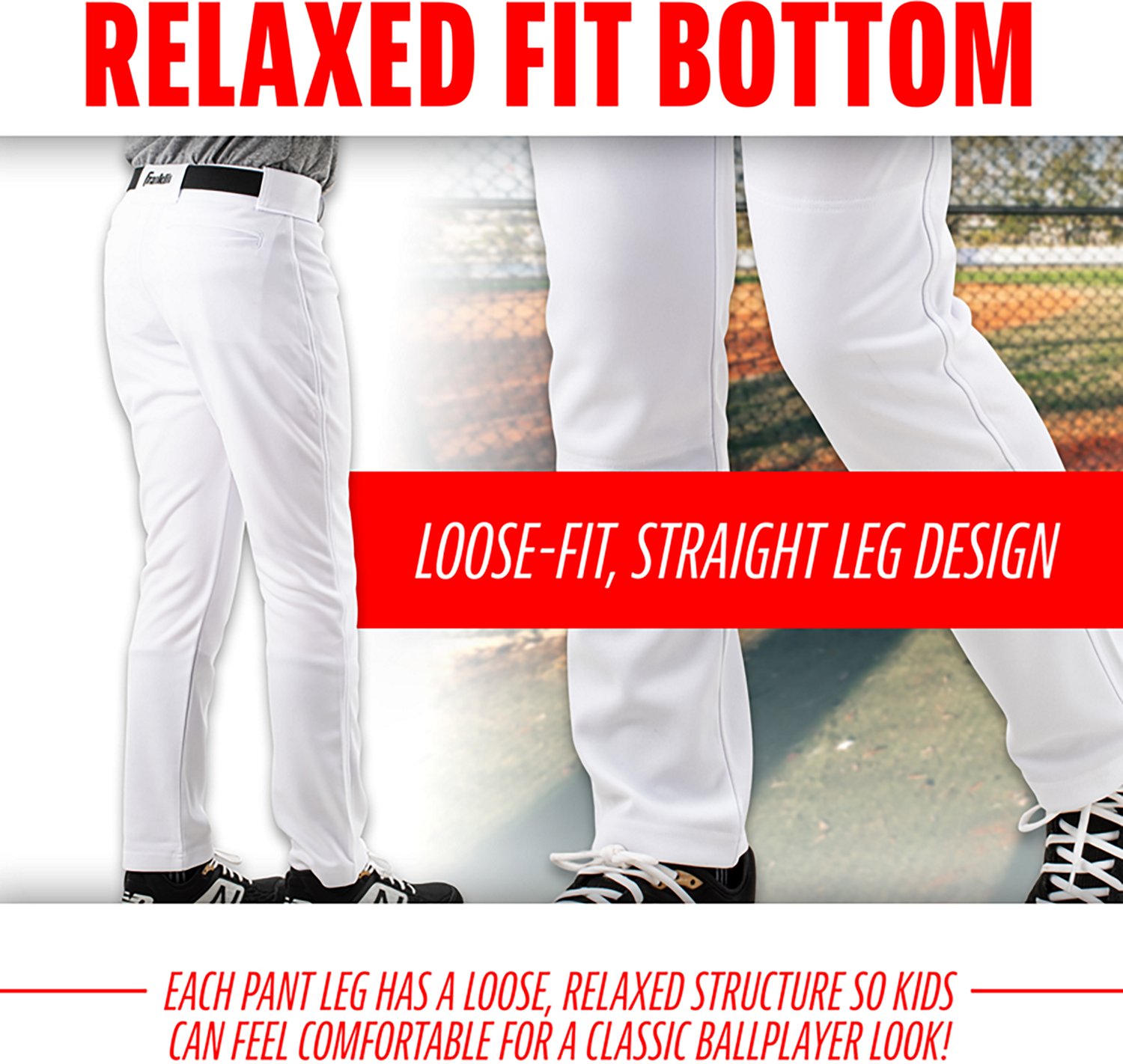 Franklin Sports Kids’ Relaxed Style Baseball + Softball Pants - view number 4