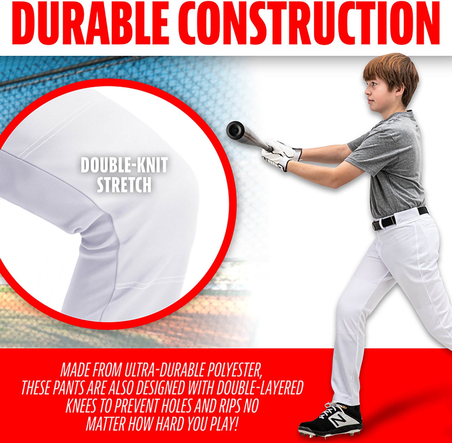 Franklin Sports Kids’ Relaxed Style Baseball + Softball Pants - view number 6