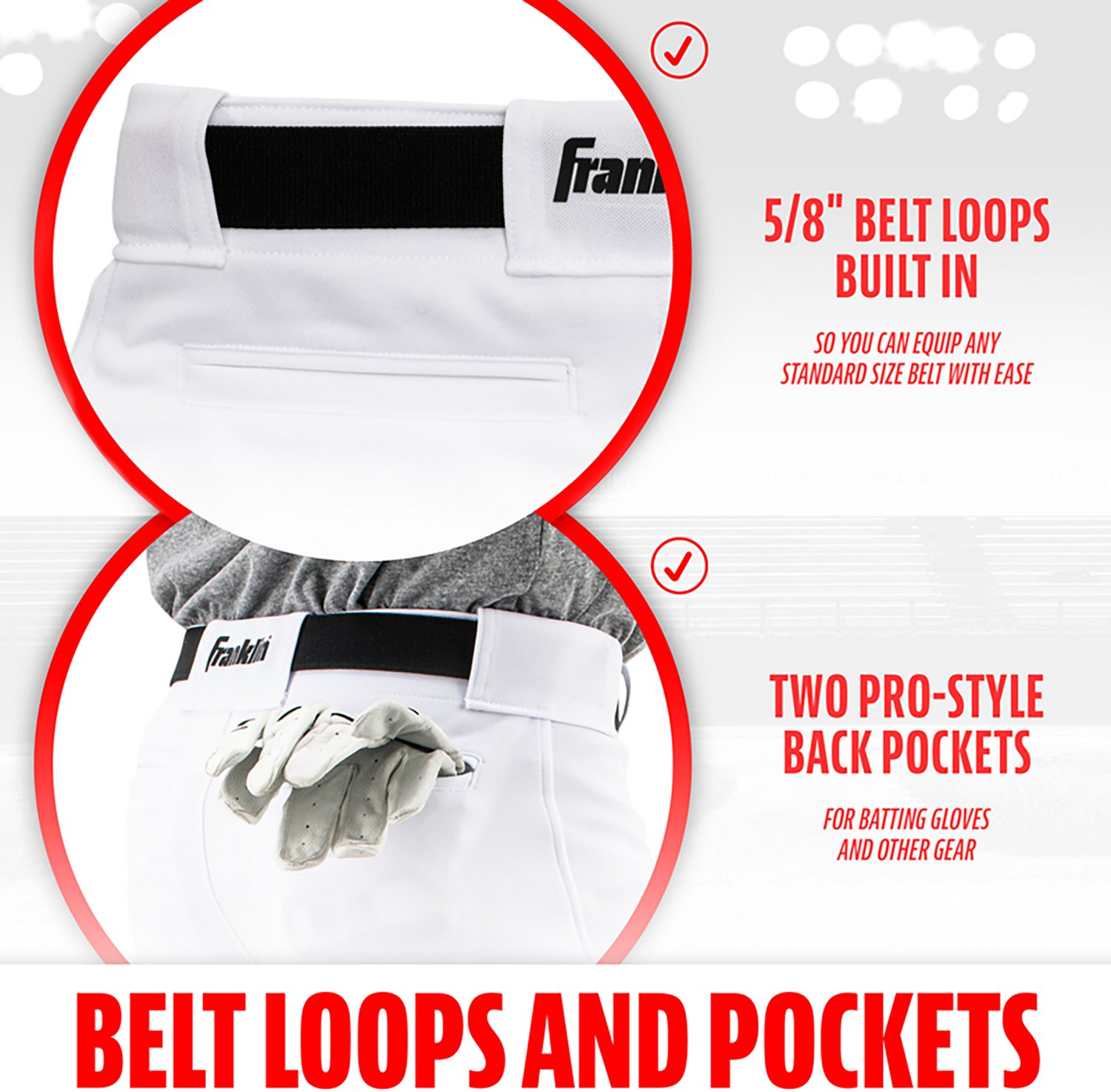 Franklin Sports Kids’ Relaxed Style Baseball + Softball Pants - view number 7