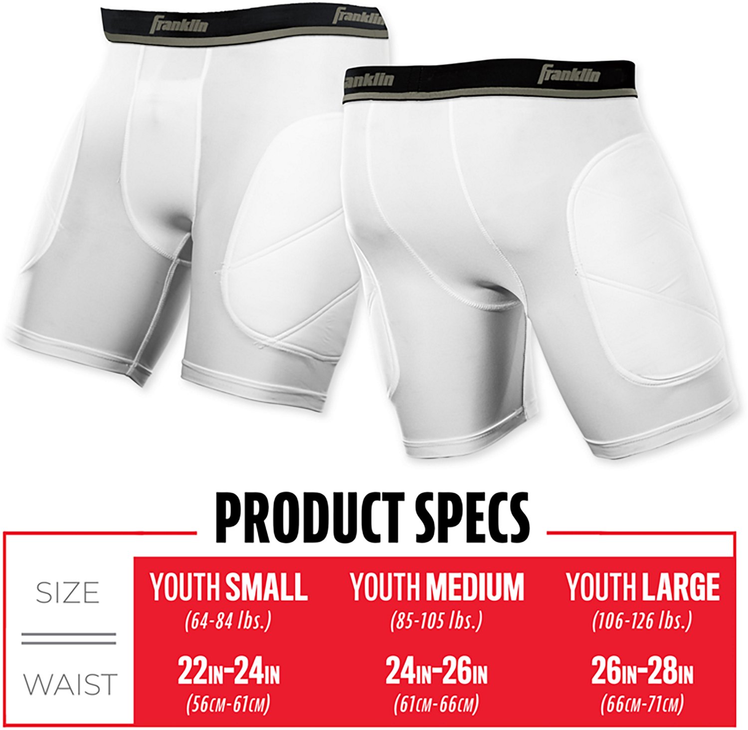 Franklin Sports Kids’ Baseball + Softball Sliding Shorts - view number 6