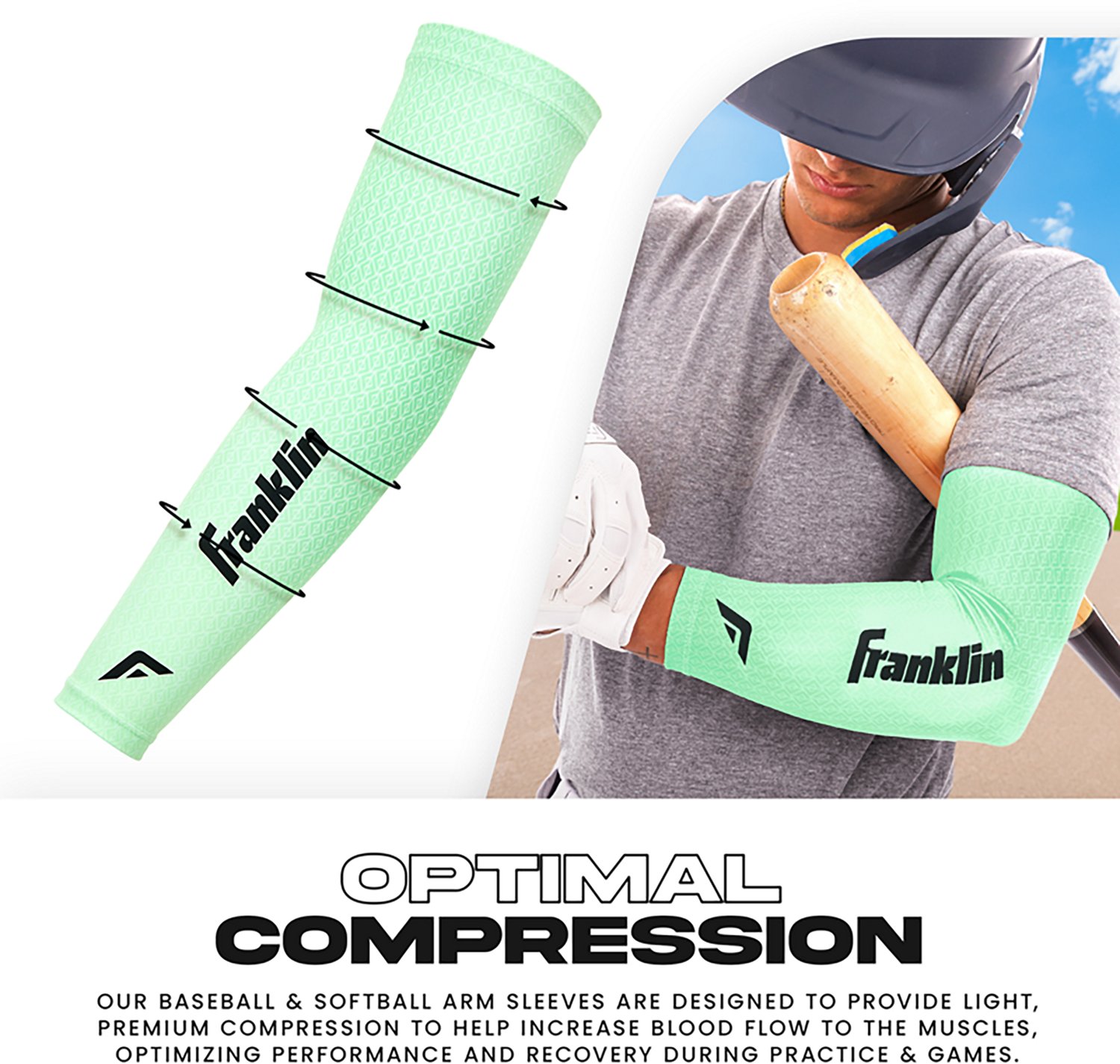 Franklin Sports Adults’ Baseball + Softball Arm Compression Sleeves  - view number 3