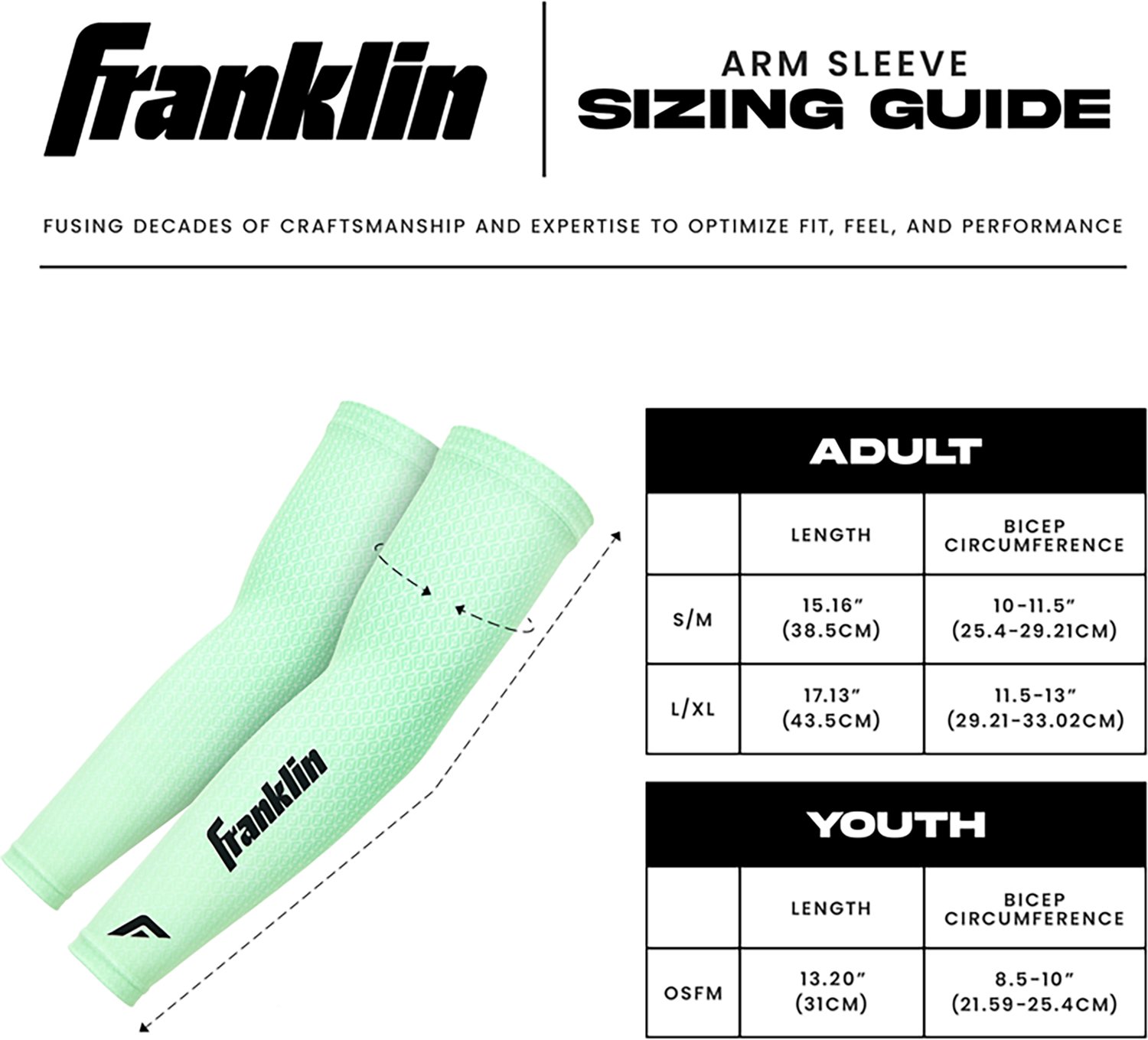 Franklin Sports Adults’ Baseball + Softball Arm Compression Sleeves  - view number 8