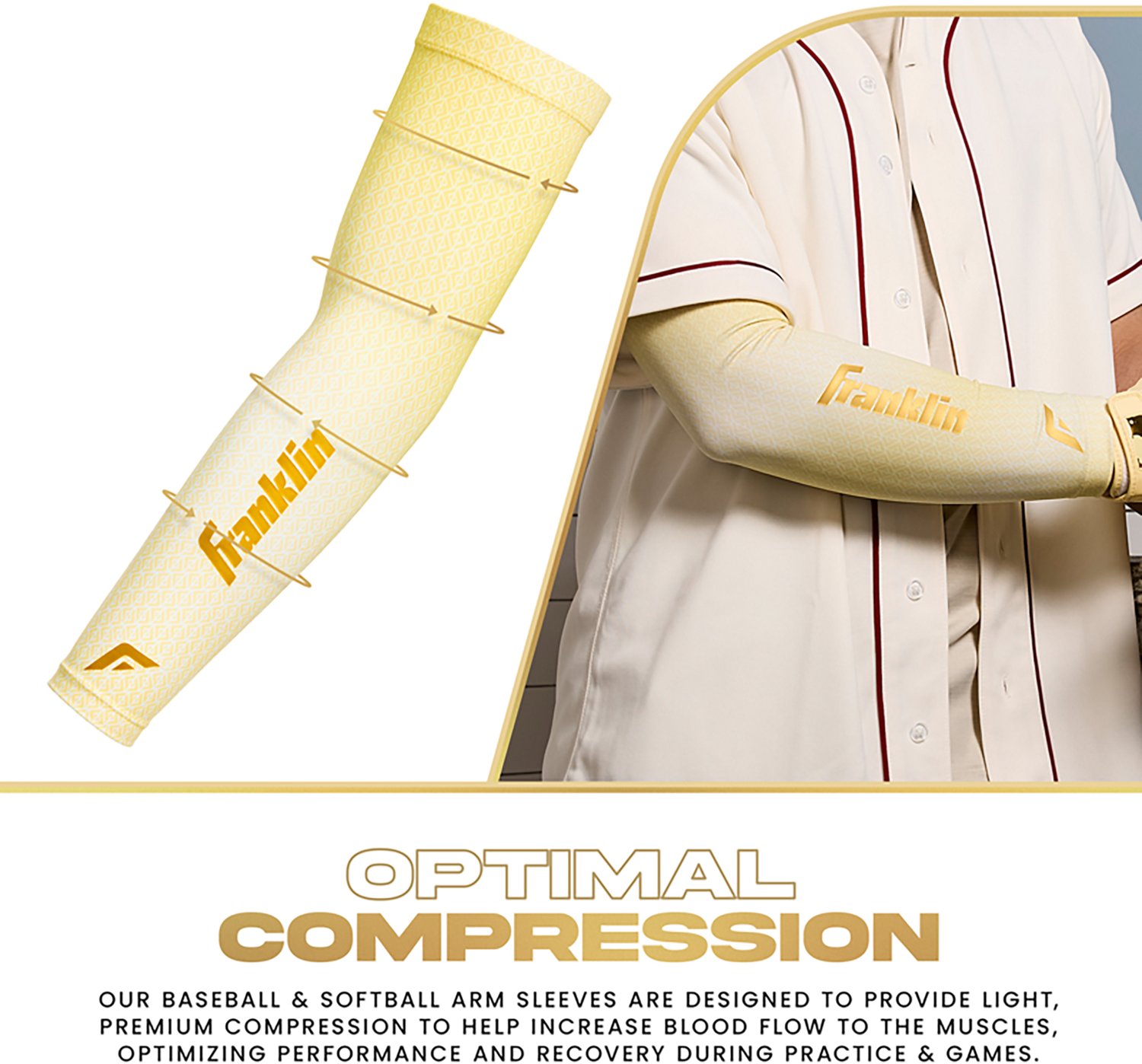 Franklin Sports Adults’ Baseball + Softball Arm Compression Sleeves  - view number 2