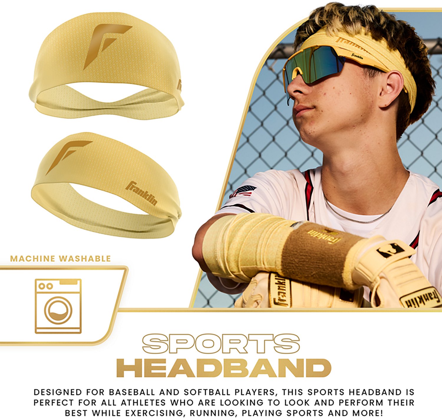 Franklin Sports Adults’ Baseball + Softball Headband - view number 2