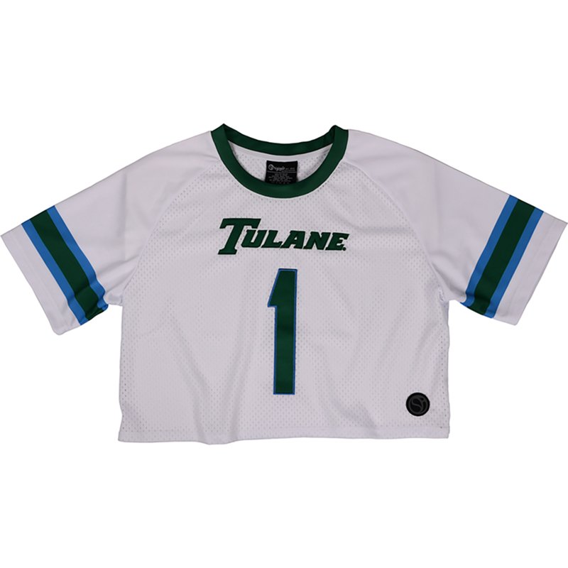 Something Inked Women's Tulane Green Wave Fashion Cropped Football Jersey