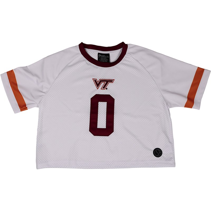 Something Inked Women's Virginia Tech Hokies Fashion Cropped Football Jersey