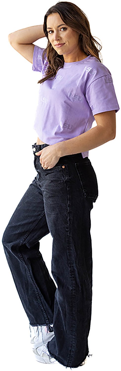 Gameday Social Women's LSU Tigers Ritter Repeat Crop Heavyweight Short Sleeve T-shirt - view number 3