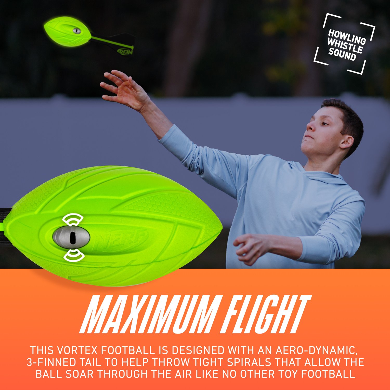NERF Vortex Glow In The Dark Aero Howler Ball - view number 4