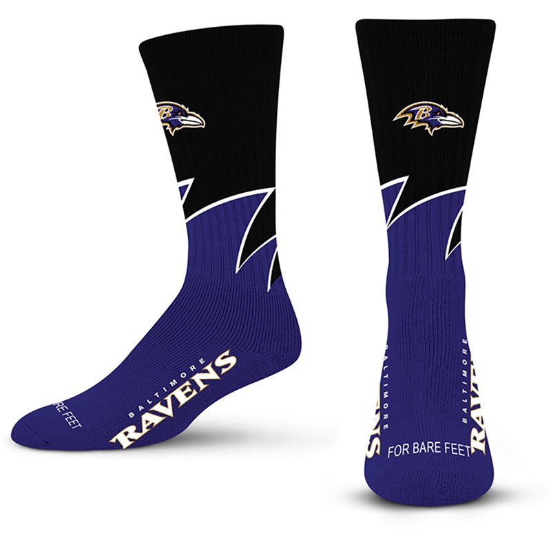 For Bare Feet Baltimore Ravens Black Wave Socks