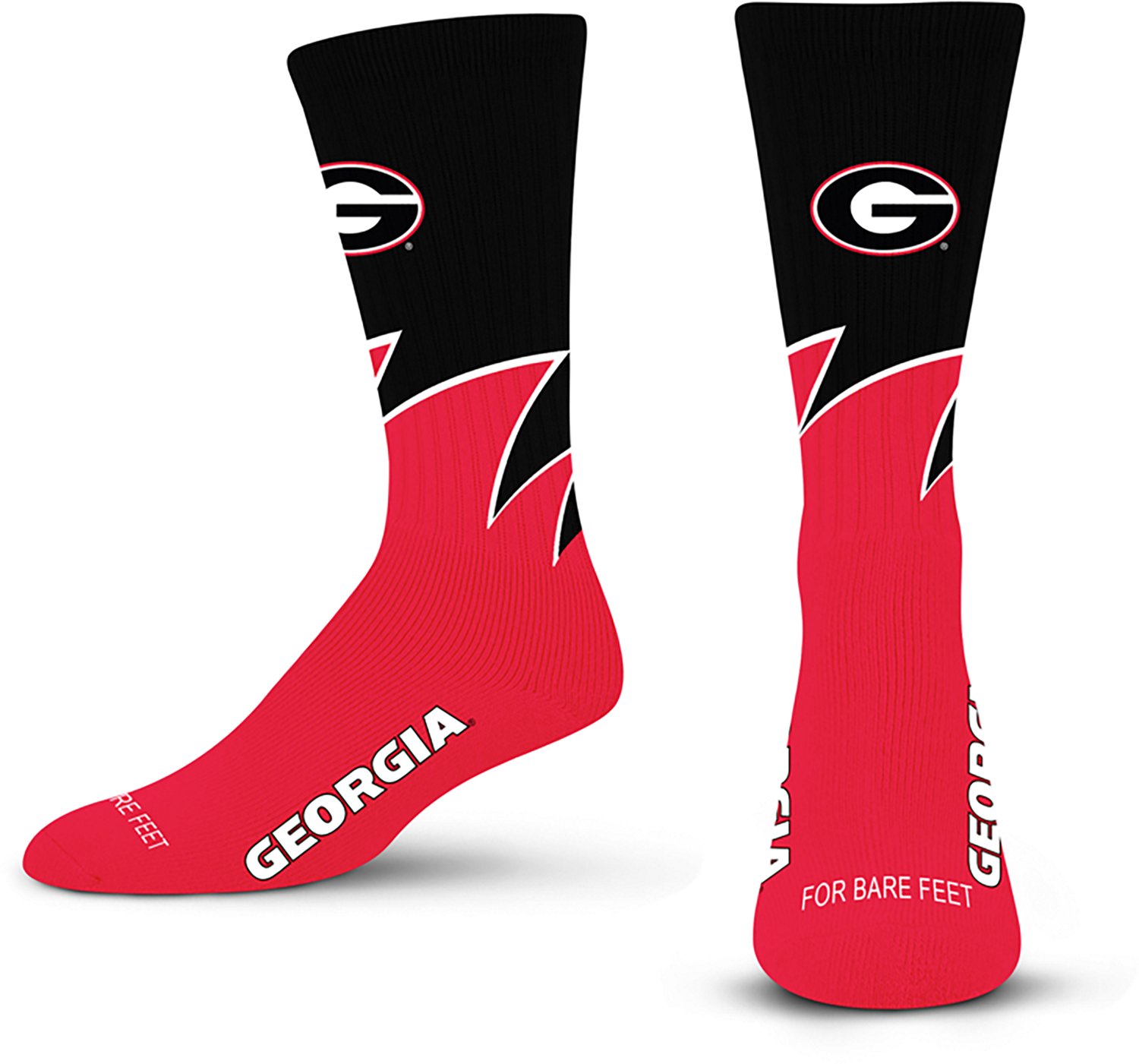 For Bare Feet University of Georgia Black Wave Socks