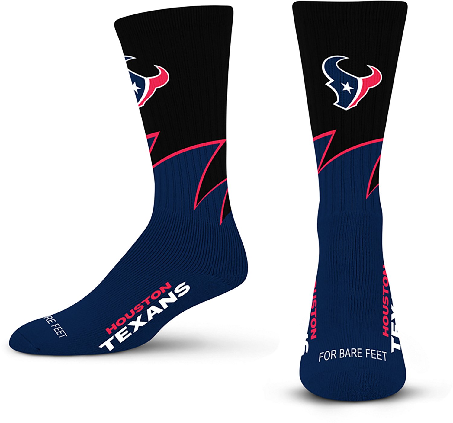 For Bare Feet Houston Texans Black Wave Socks